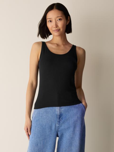EILEEN FISHER Sheer Cotton Blend Knit Scoop Neck Tank