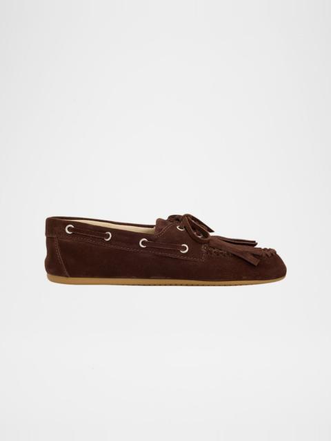 Miu Miu Fringe Suede Moccasin Loafers