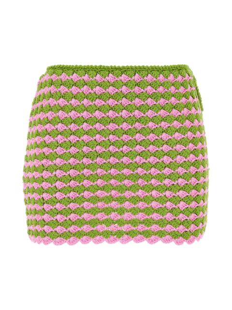 Two-tone Crochet Mini Skirt