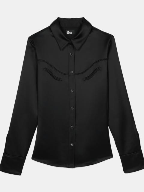The Kooples BLACK WESTERN-STYLE SATIN SHIRT