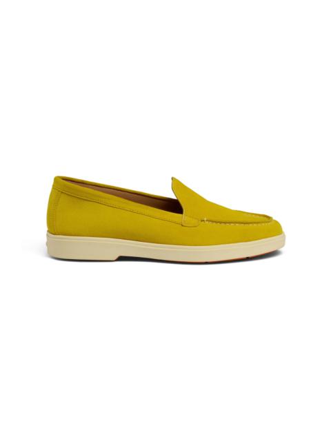 Santoni Women's yellow suede loafer