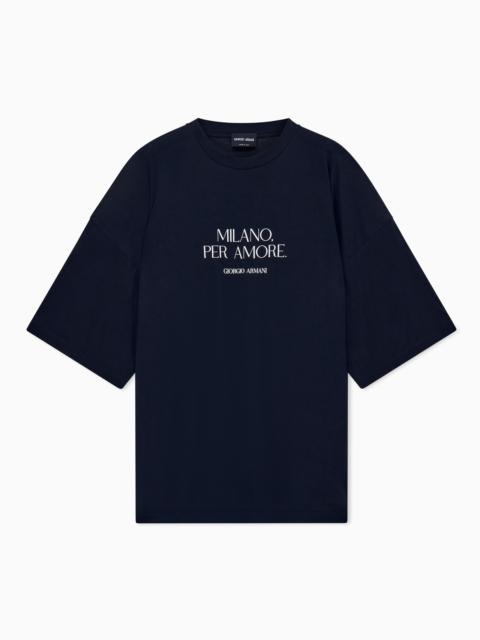 GIORGIO ARMANI T-SHIRT OVERSIZED LIGHTWEIGHT JERSEY PLACED PRINT