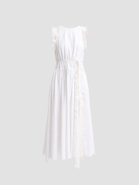 KIKA VARGAS Women's Hanna Appliqué Cotton-Blend Ruched Midi-Dress - White