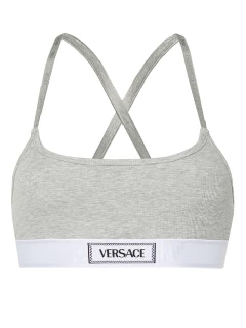 VERSACE logo-jacquard bra