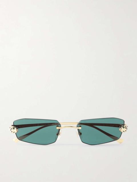 Cartier Panthère rimless rectangular-frame gold-tone sunglasses Gold