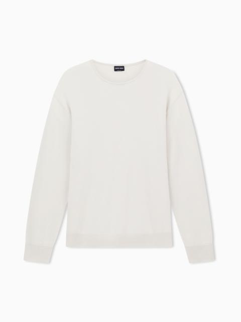 GIORGIO ARMANI CASHMERE AND SILK INTERLOCK CREW-NECK JUMPER