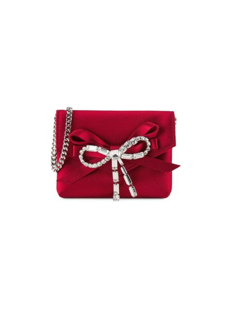 JIMMY CHOO Women's Crystal-Bow Satin Card Case - Ruby Red Silver