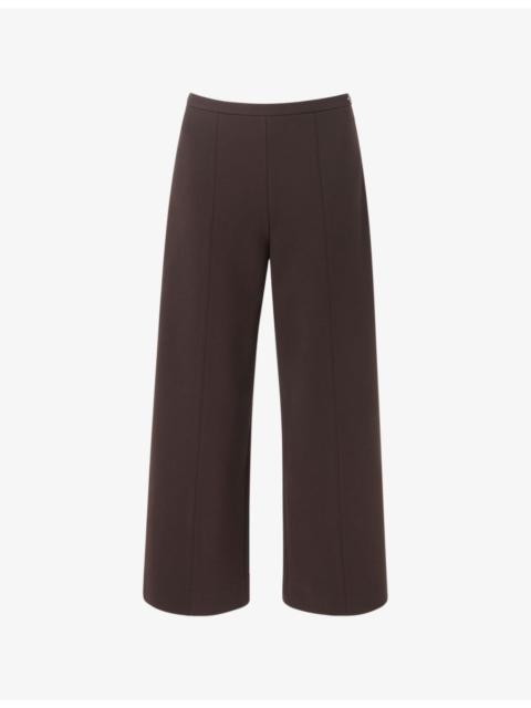 WHISTLES Camilla Wide-Leg Cropped High-Rise Stretch-Woven Trousers