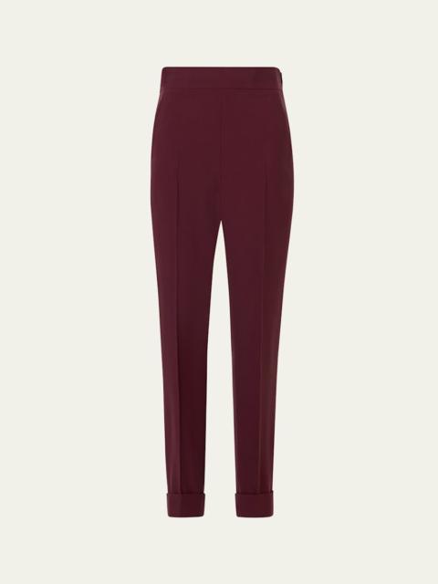 AKRIS Viscose-Crepe Tapered Leg Ankle Cuffed Pants