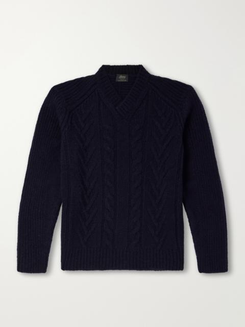 Brioni Cable-Knit Casmere and Silk-Blend Sweater