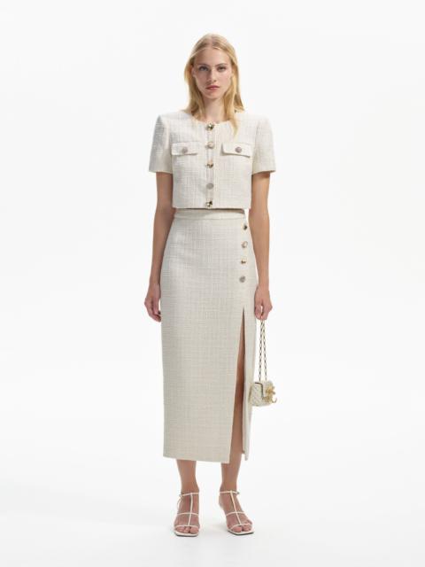 Cream Boucle Midi Skirt