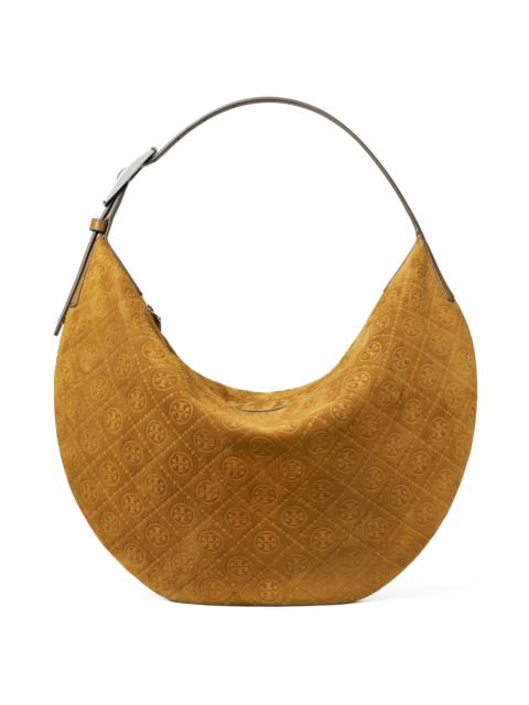 TORY BURCH Women's T Monogram Suede Hobo Bag - Chicory Brown