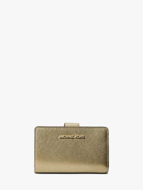 MICHAEL KORS Jet Set Medium Metallic Saffiano Leather Bi-Fold Wallet