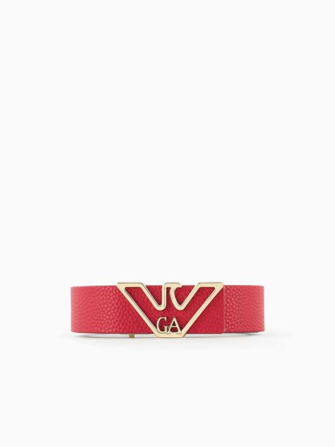 EMPORIO ARMANI Belt with deer-print eagle plate