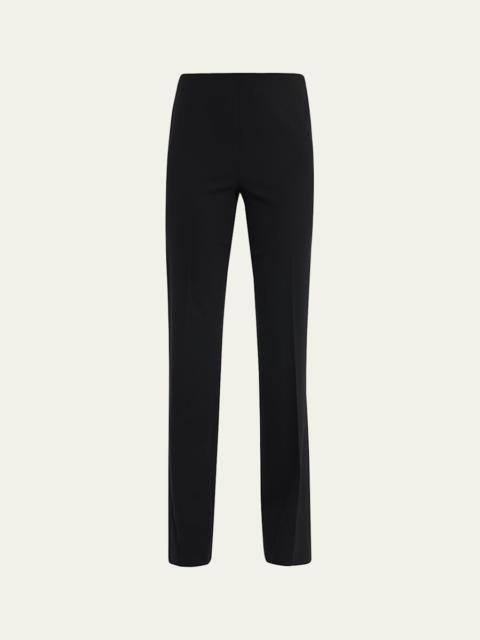 Ralph Lauren Alandra Side-Zip Stretch-Wool Pants, Black