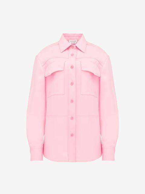 Women's Military Pocket Shirt in Pale Pink