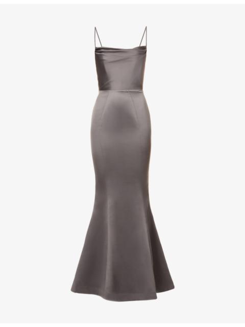House of CB Violette fishtail-hem woven maxi dress