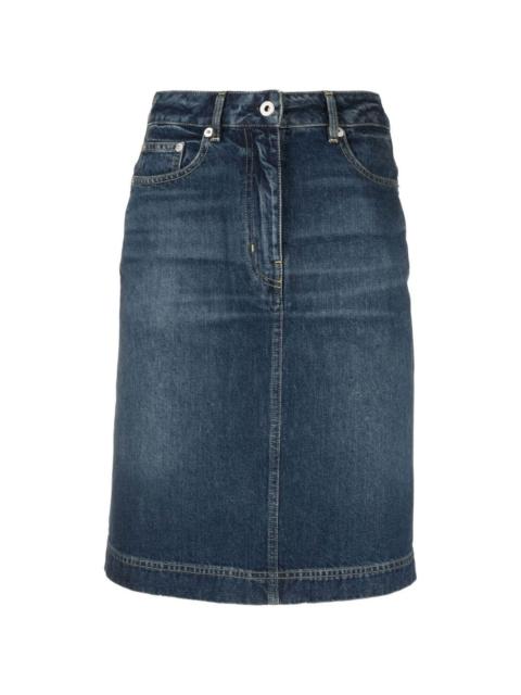 knee-length denim skirt