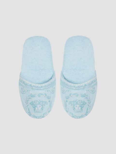 VERSACE Women's Heart Baroque Slippers - Pale Blue