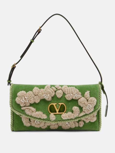 Valentino DeVain embellished velvet shoulder bag