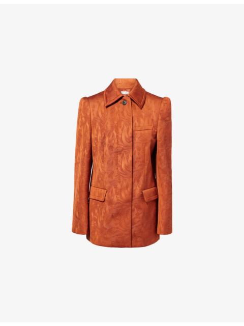 Dries Van Noten Puffed-Shoulders Textured Woven Jacket