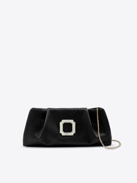 MALONE SOULIERS Vittoria Black Satin Clutch Bag
