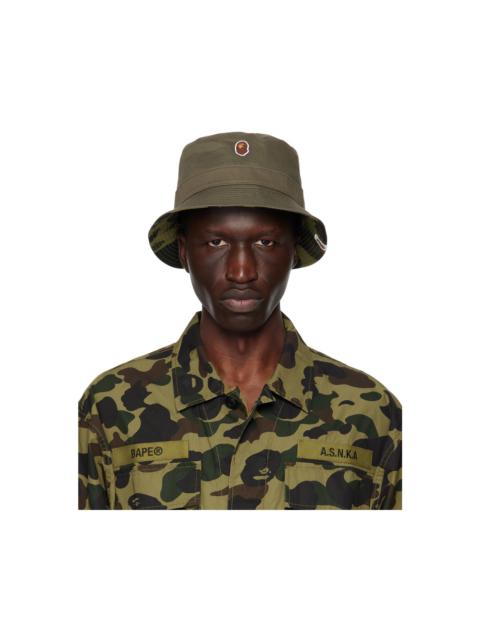 A BATHING APE® Green 1st Camo One Point Reversible Bucket Hat