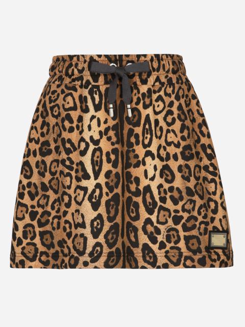 Dolce & Gabbana Leopard-print Crespo fleece miniskirt