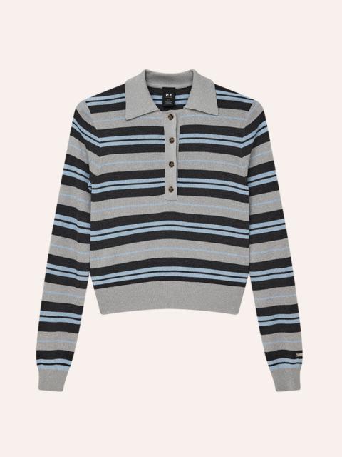 P.E NATION AFTERGLOW KNIT IN SILVER STRIPE