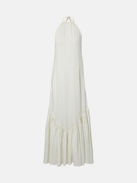 PATOU Striped halterneck open-back maxi dress
