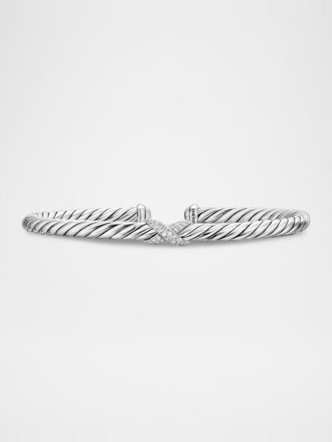 DAVID YURMAN Cable Flex Center Station X Bracelet with Diamonds in Silver, 4mm