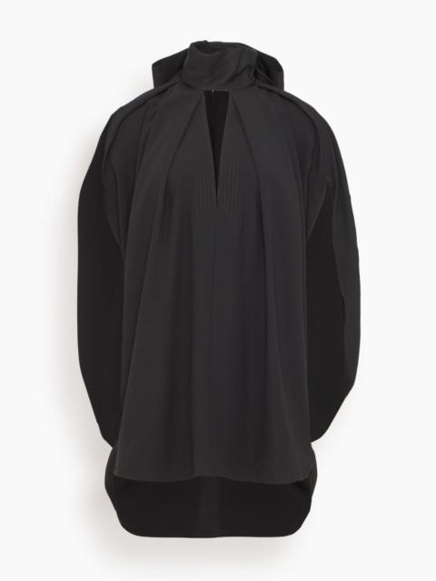Lanvin Knotted High Neck Crepe Top in Black