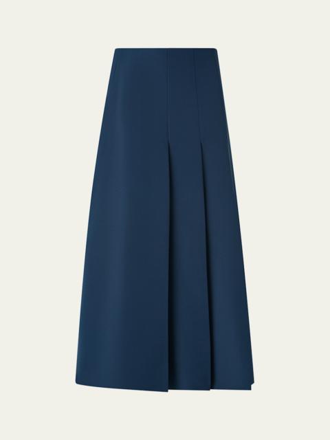 AKRIS Pleated Ottoman Silk Midi A-Line Skirt