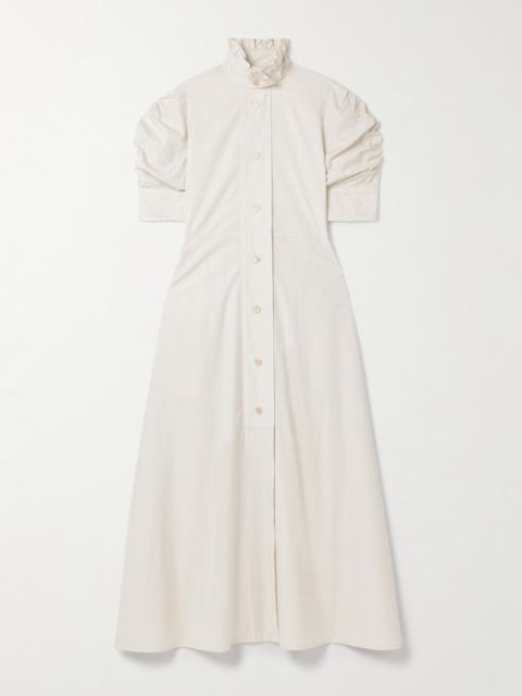 Thierry Colson Venetia Ruffled Pinstriped Cotton-poplin Midi Dress