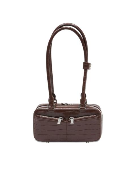 self-portrait crocodile-embossed leather shoulder bag