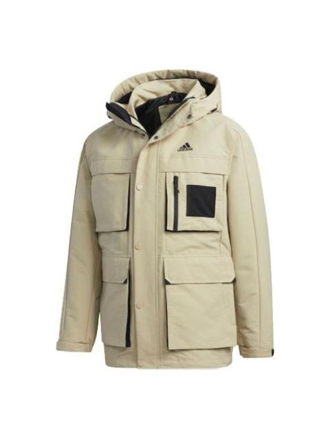 adidas 3in1 Down Jkt Multiple Pockets Outdoor Sports Detachable hooded down Jacket Brown GP2917