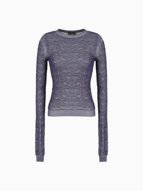 GIORGIO ARMANI Denim Collection crew-neck jumper in viscose-blend waffle