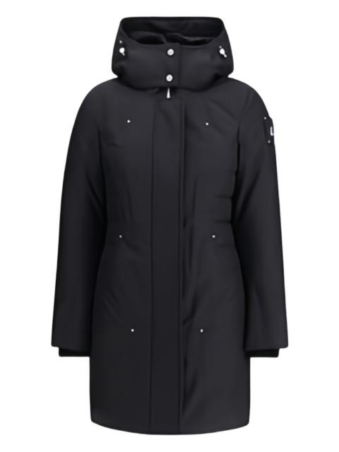 hooded logo-patch coat