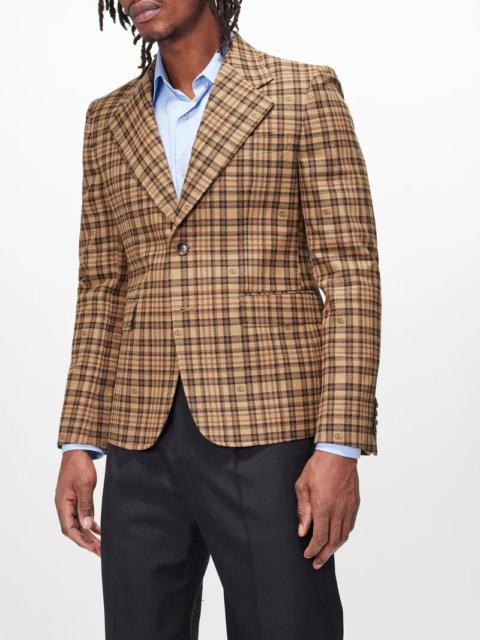 Checked wool-blend blazer