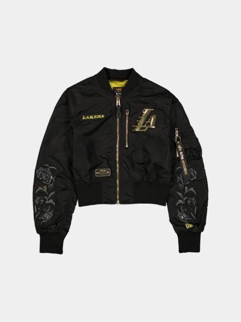 ALPHA INDUSTRIES LOS ANGELES LAKERS X ALPHA X NEW ERA L-2B CROPPED BOMBER JACKET WOMENS