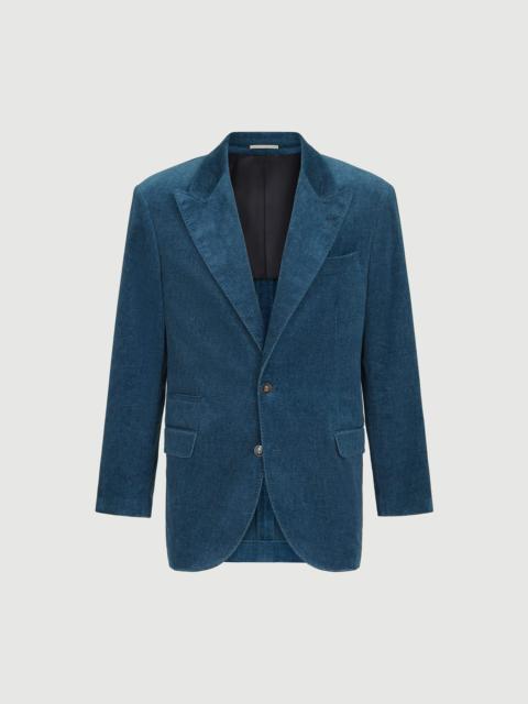 Denim-effect cotton velvet Tailor blazer with peak lapels