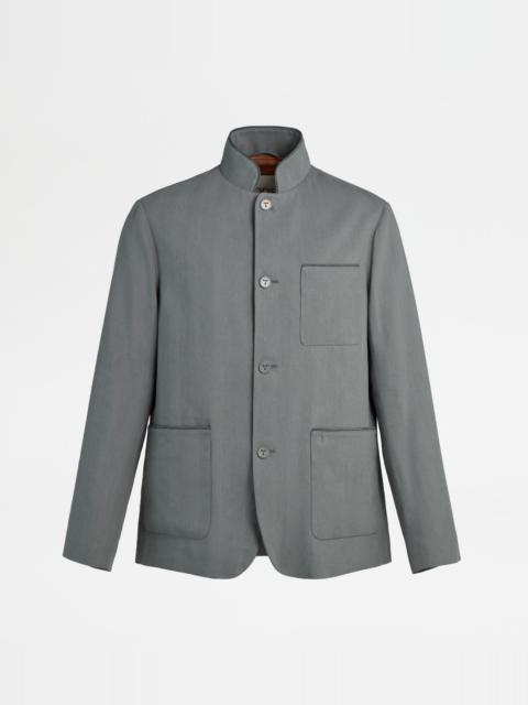 Tod's CASTELLO JACKET IN LINEN AND SILK - GREY