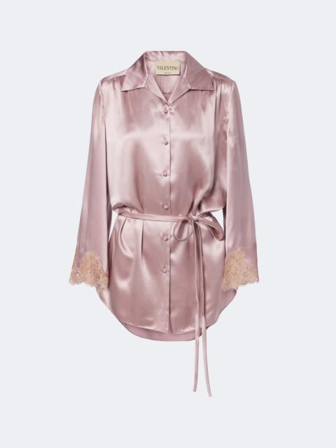 Valentino Lace-trimmed silk satin shirt