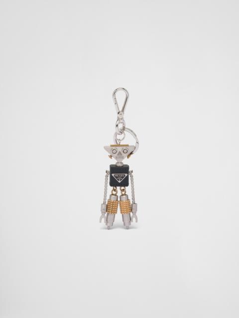 Prada Saffiano leather robot trick keychain