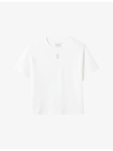 Claudie Pierlot Brand-Embroidered Short-Sleeved Cotton-Jersey T-Shirt
