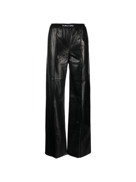 logo-waistband leather trousers