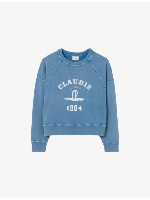 Claudie Pierlot Washed Logo-Print Cotton Sweatshirt
