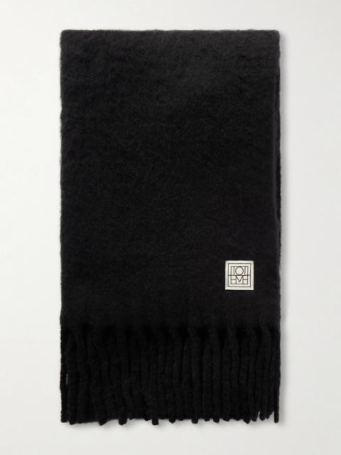 TOTEME Fringed Appliquéd Brushed Alpaca-blend Scarf