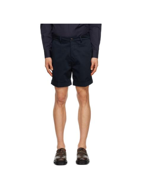 AMI Paris Navy Rolled Shorts