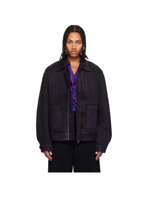 Dries Van Noten Purple Patch Pocket Denim Jacket